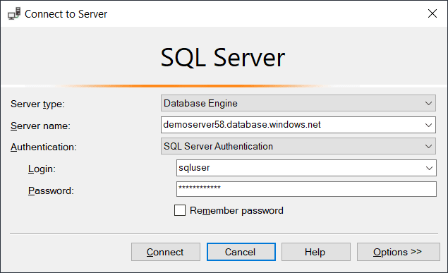Azure SQL Database: Connect